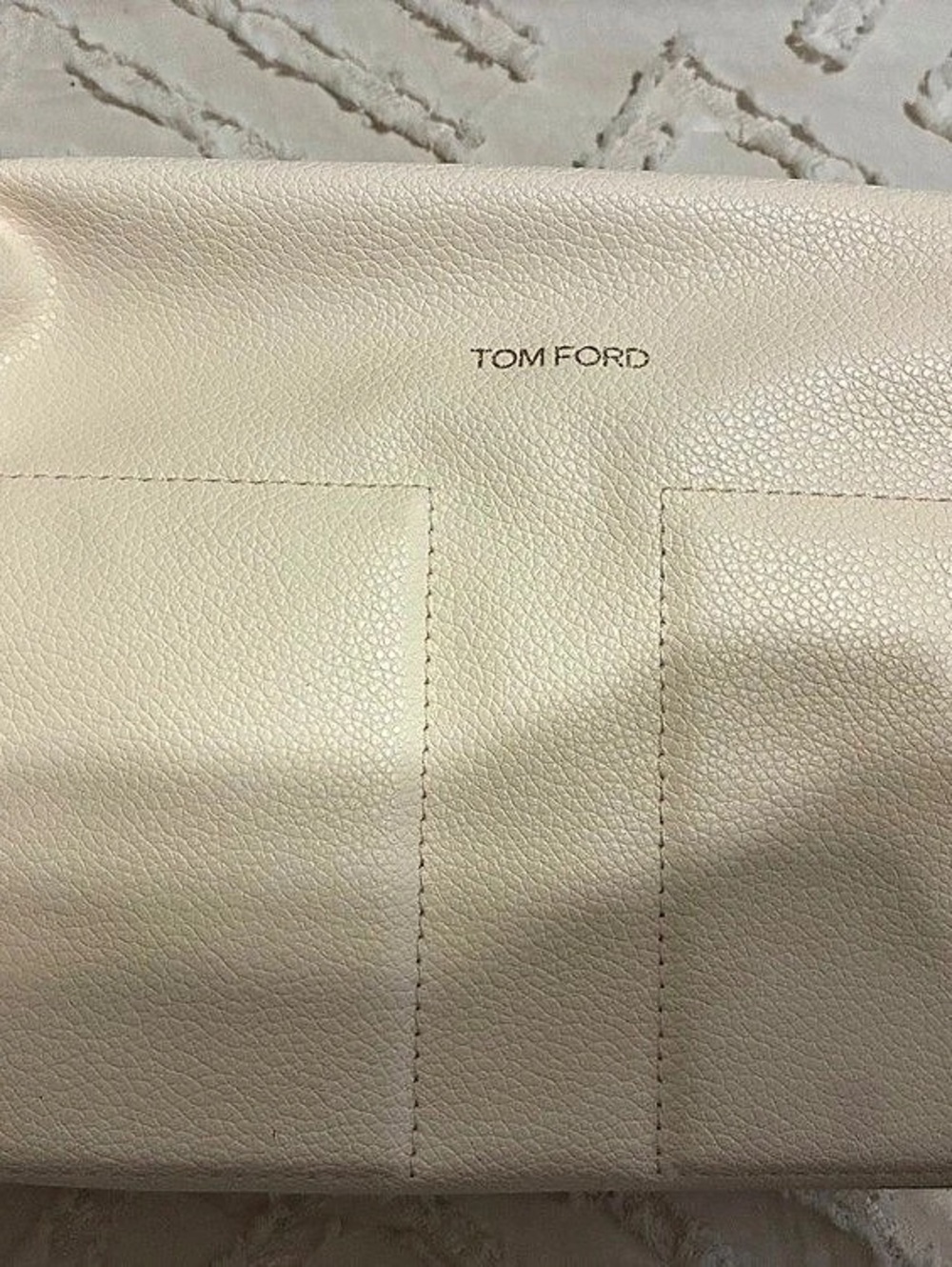 Tom Ford Beauty White Faux Leather Cosmetic Pouch Beauty Cosmetic Pouch Cream
